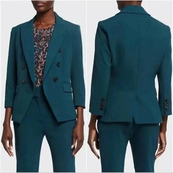 Veronica Beard Empire dickey blazer size 8 teal double breasted $695 - Picture 2 of 9